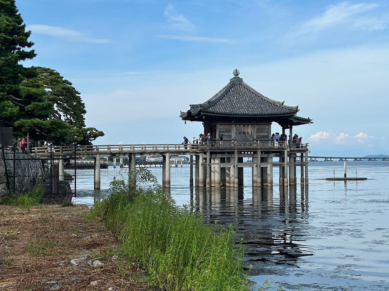 A thousand years old floating temple on Lake Biwa